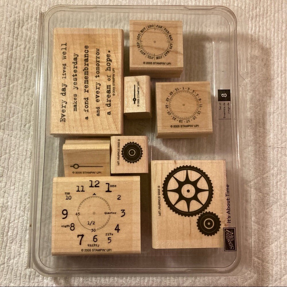 2005 ‘It’s About Time’ Stampin! Up 8 piece rubber stamp set